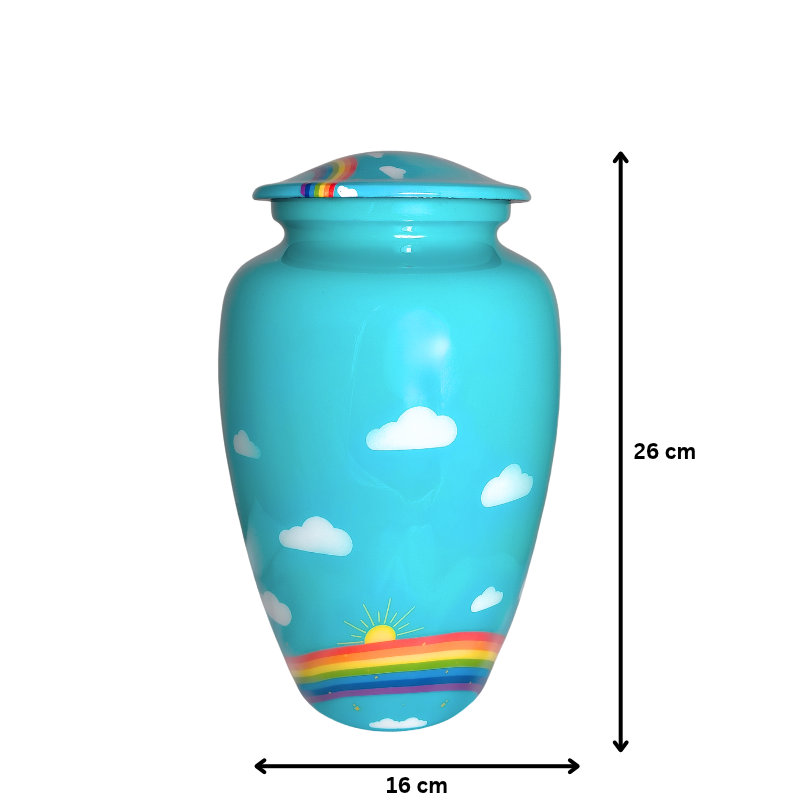 Blue Rainbow Alloy Urn