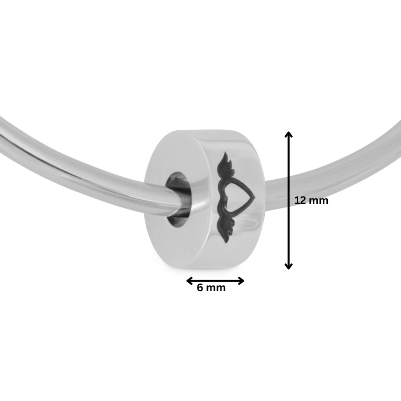 925 Silver Angel Wings Bead measuring 12mm x 6mm, features heart and wings engraving, compatible with Pandora charm bracelets for memorial keepsakes.