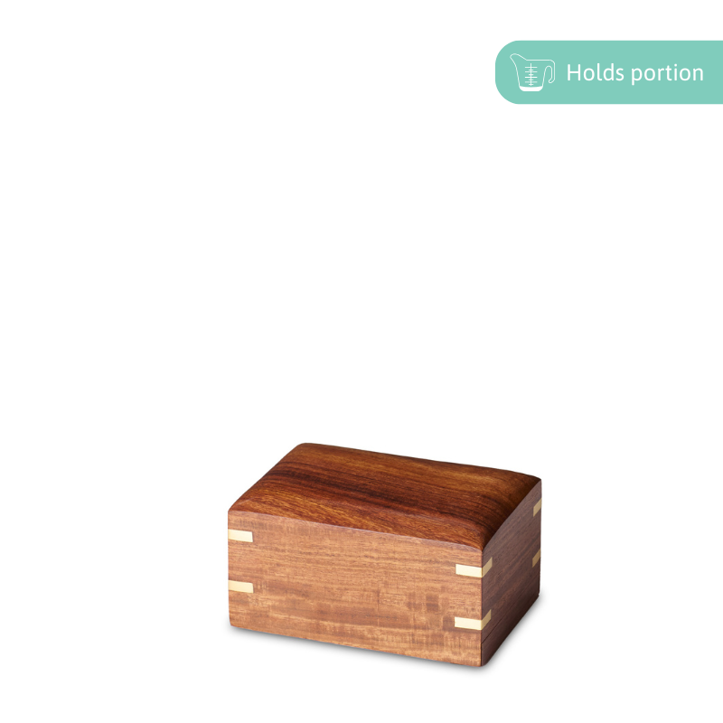 Brass Corners Box Small - Brass Storage Box with wooden finish and brass corner accents, ideal for storing small items in compact spaces.