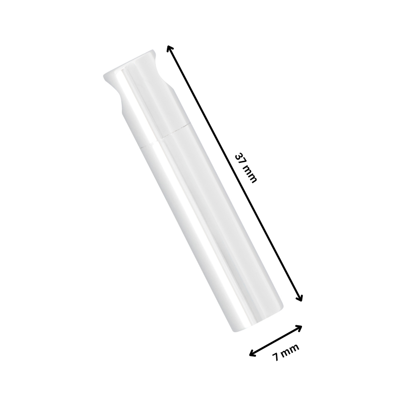 Dimensions of Cylinder Pendant - 925 Silver Cremation Jewelry shown as 37mm length and 7mm width. Sleek and compact keepsake design.