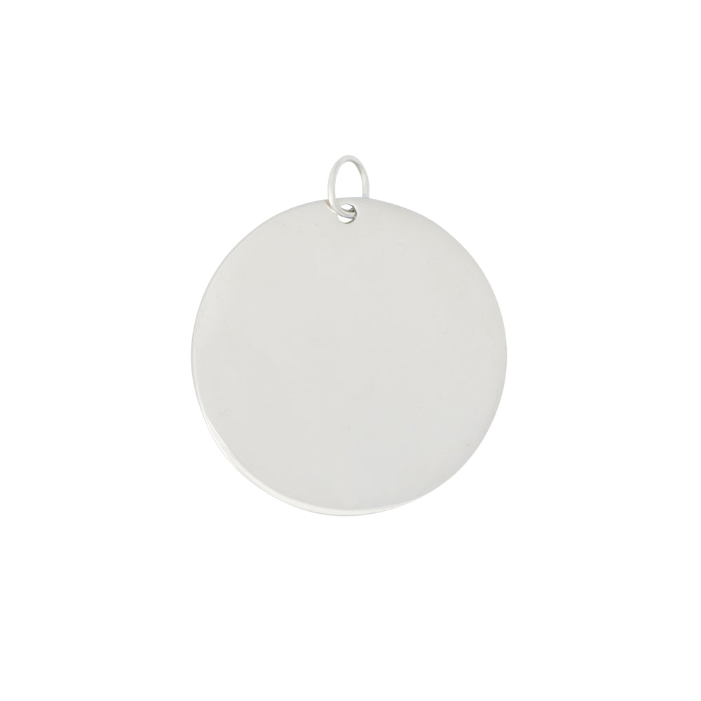 Round Name Tag Silver - Custom Silver Name Tags | Durable, Elegant. Blank circular silver name tag with top loop, ideal for engraving and personalization.