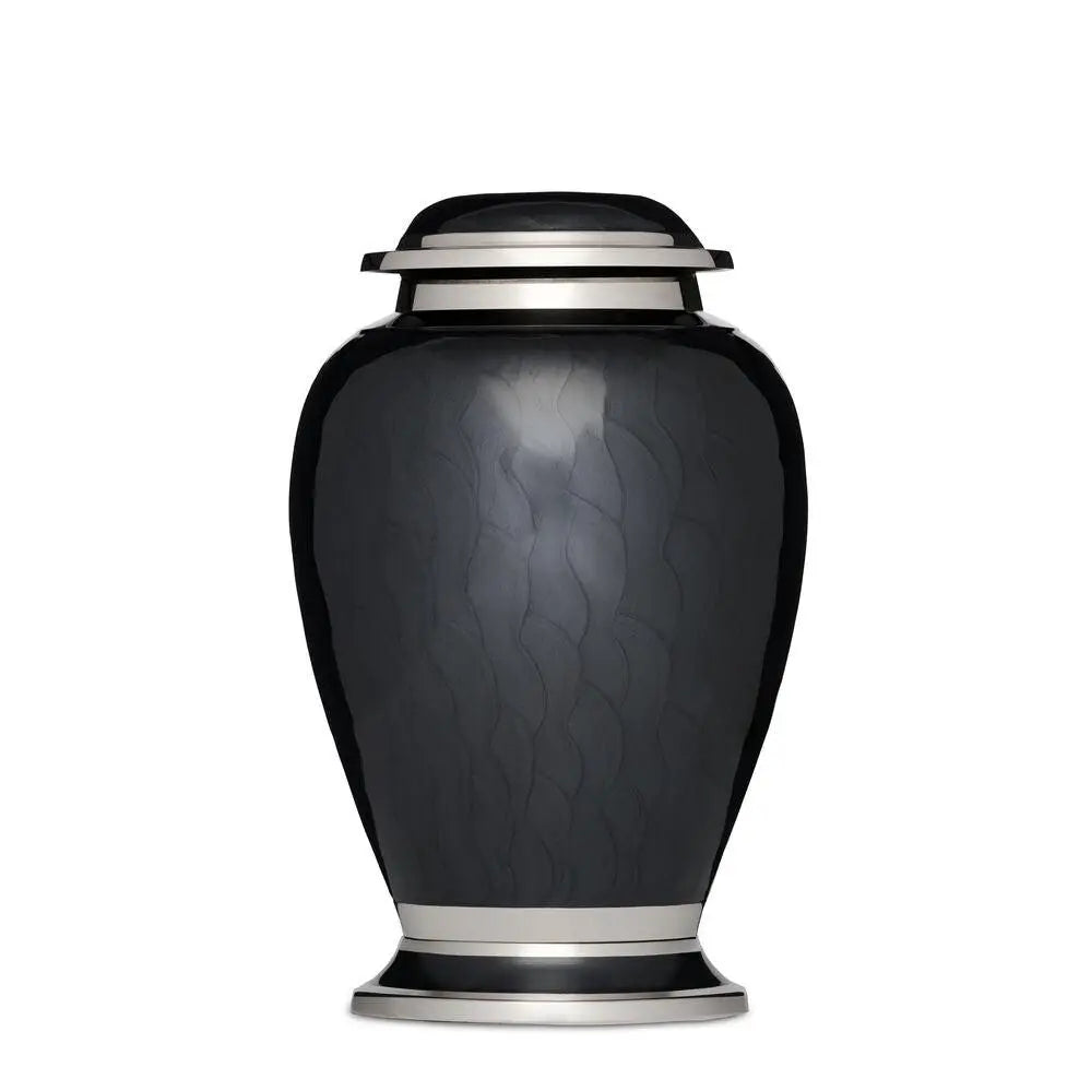 Black Enamel and Silver Majestic Urn - PREMIUM URNS