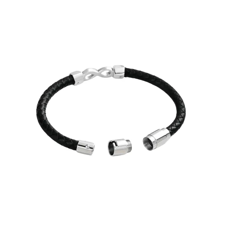 Braided Leather Silver Infinity Bracelet Urn - PREMIUM URNS