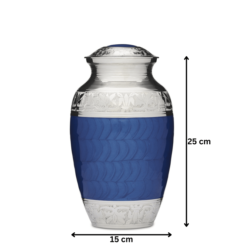 Classic Blue and Nickel Adult Urn - PREMIUM URNS