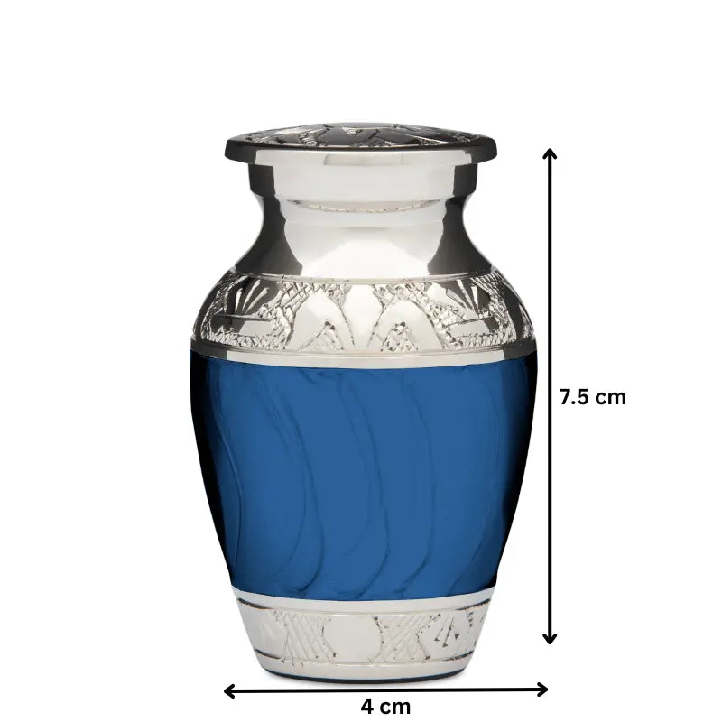 Classic Blue and Silver Keepsake urn - PREMIUM URNS