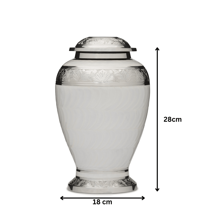 Embassy Silver and White Urn - PREMIUM URNS