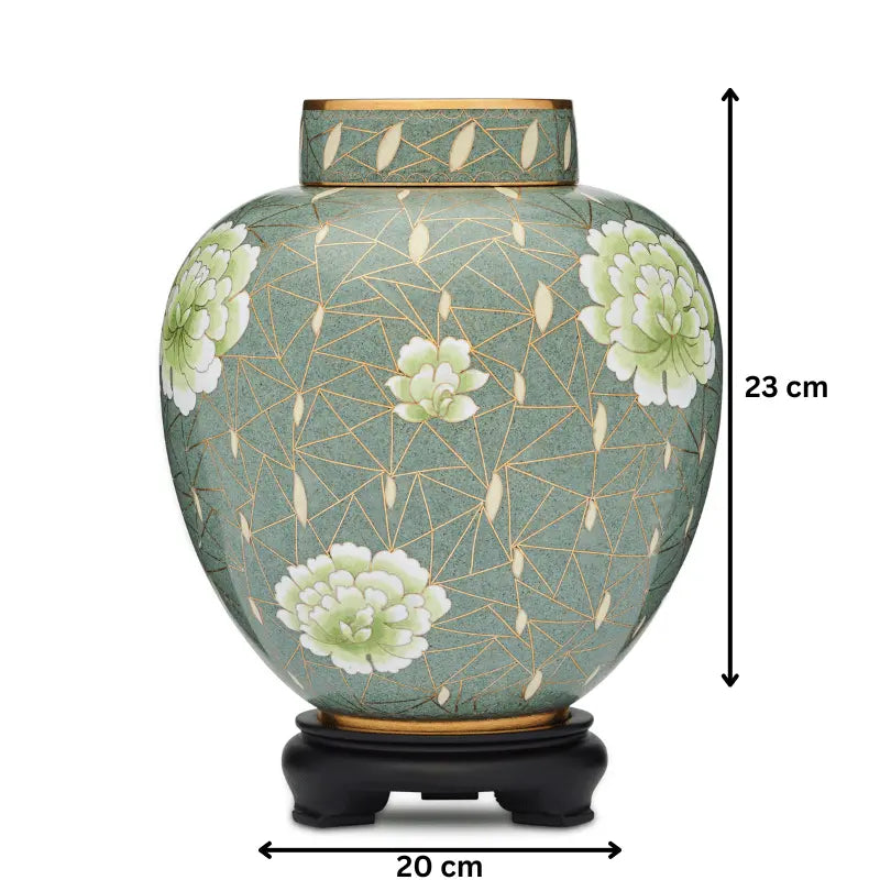 Green Floral Cloisonne Adult Urn - PREMIUM URNS
