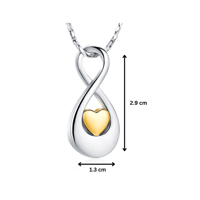 Infinity Gold Plated Heart Pendant - PREMIUM URNS