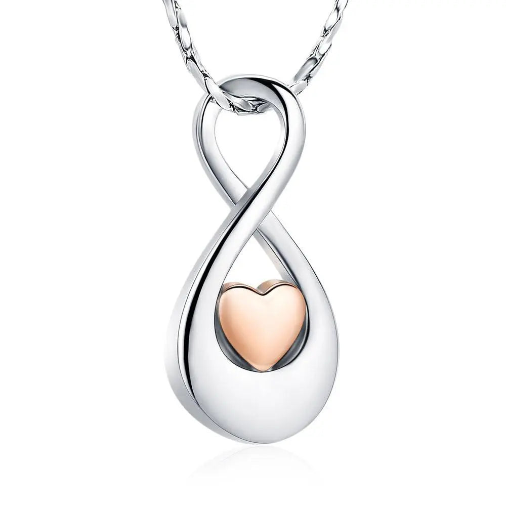 Infinity Rose Gold Tone Heart Pendant - PREMIUM URNS