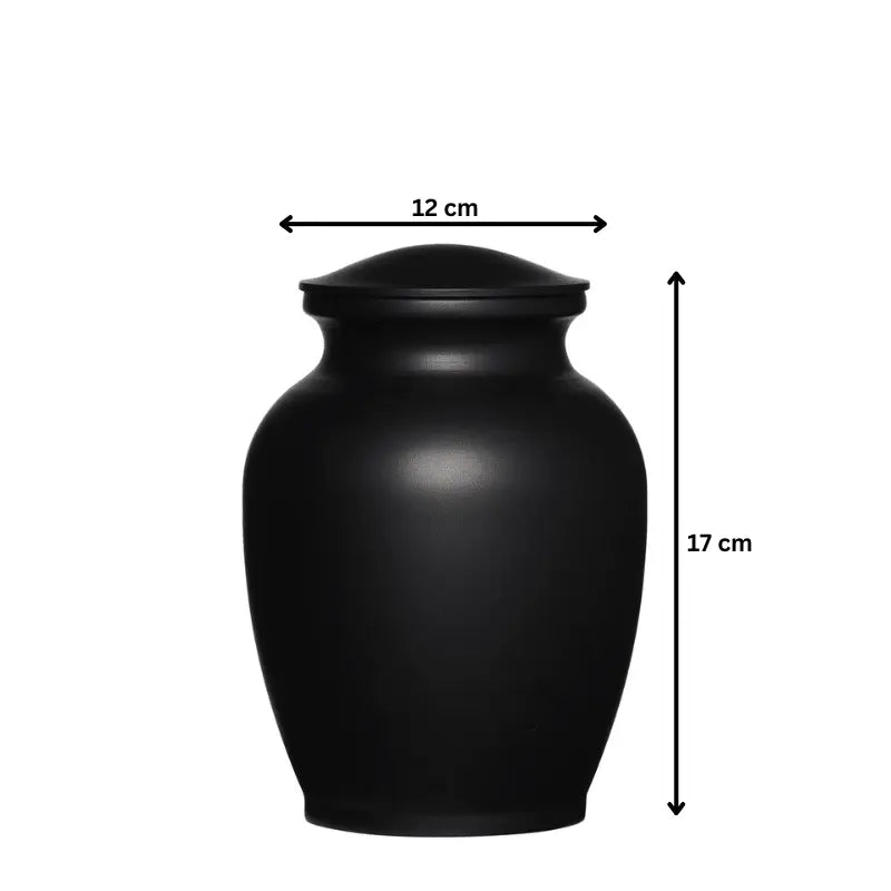 Matte Black Alloy Urn Medium 7" - PREMIUM URNS