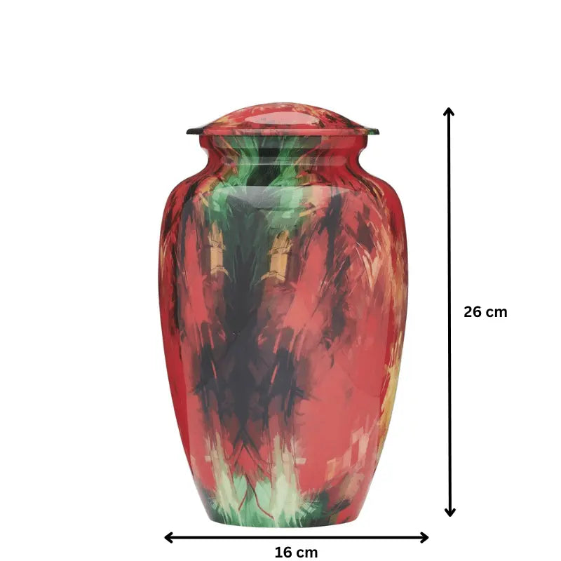Modern Red Brush Adult Urn - PREMIUM URNS