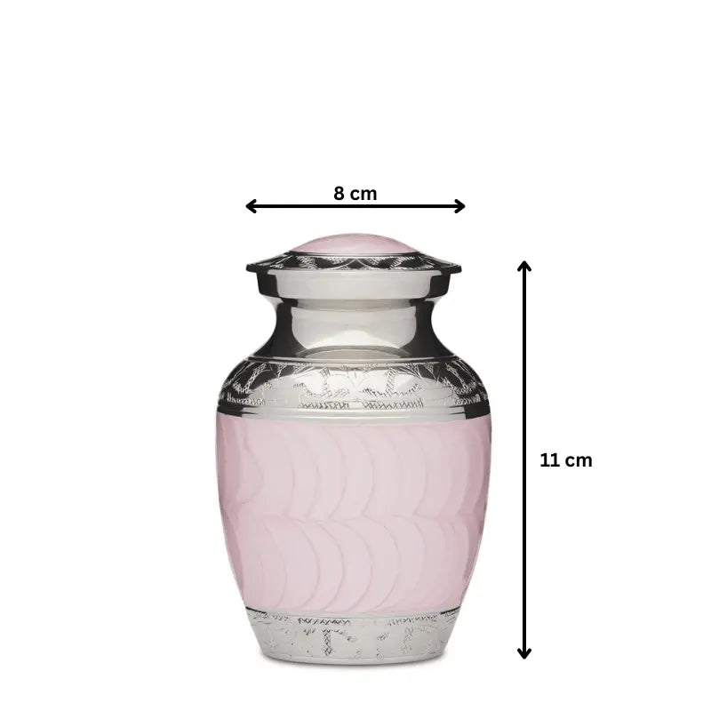 Pink Enamel & Nickel Urn - 4" - PREMIUM URNS