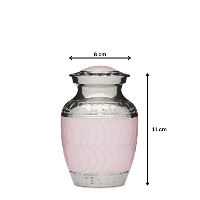 Pink Enamel & Nickel Urn - 4" - PREMIUM URNS