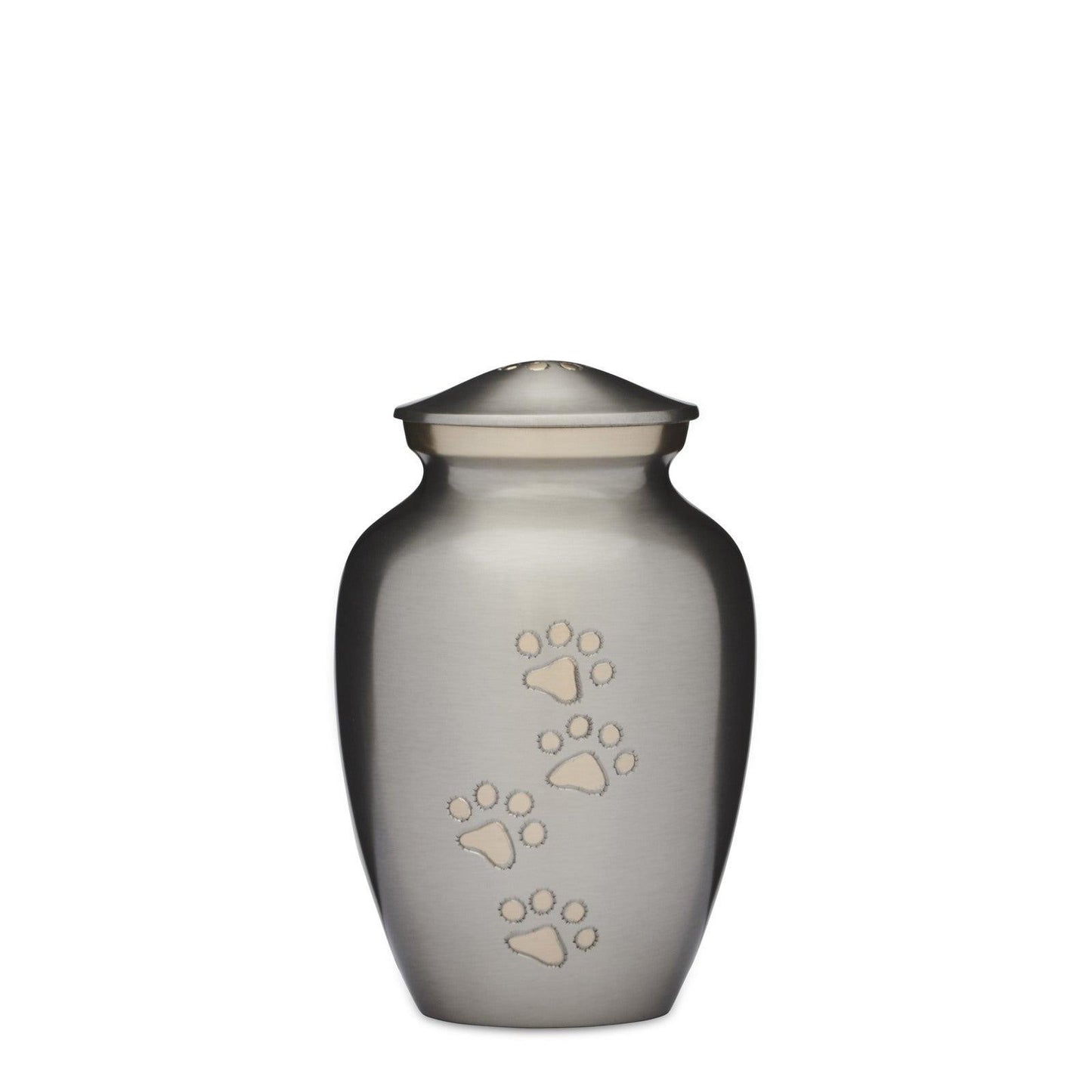 Silver with Gold Paws Urn 6" - PREMIUM URNS