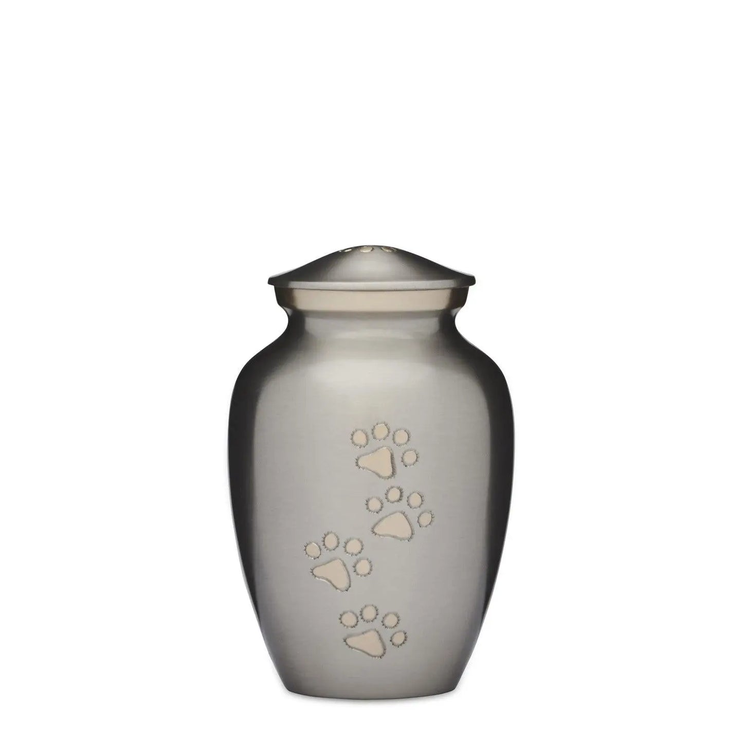 Silver with Gold Paws Urn 6" - PREMIUM URNS