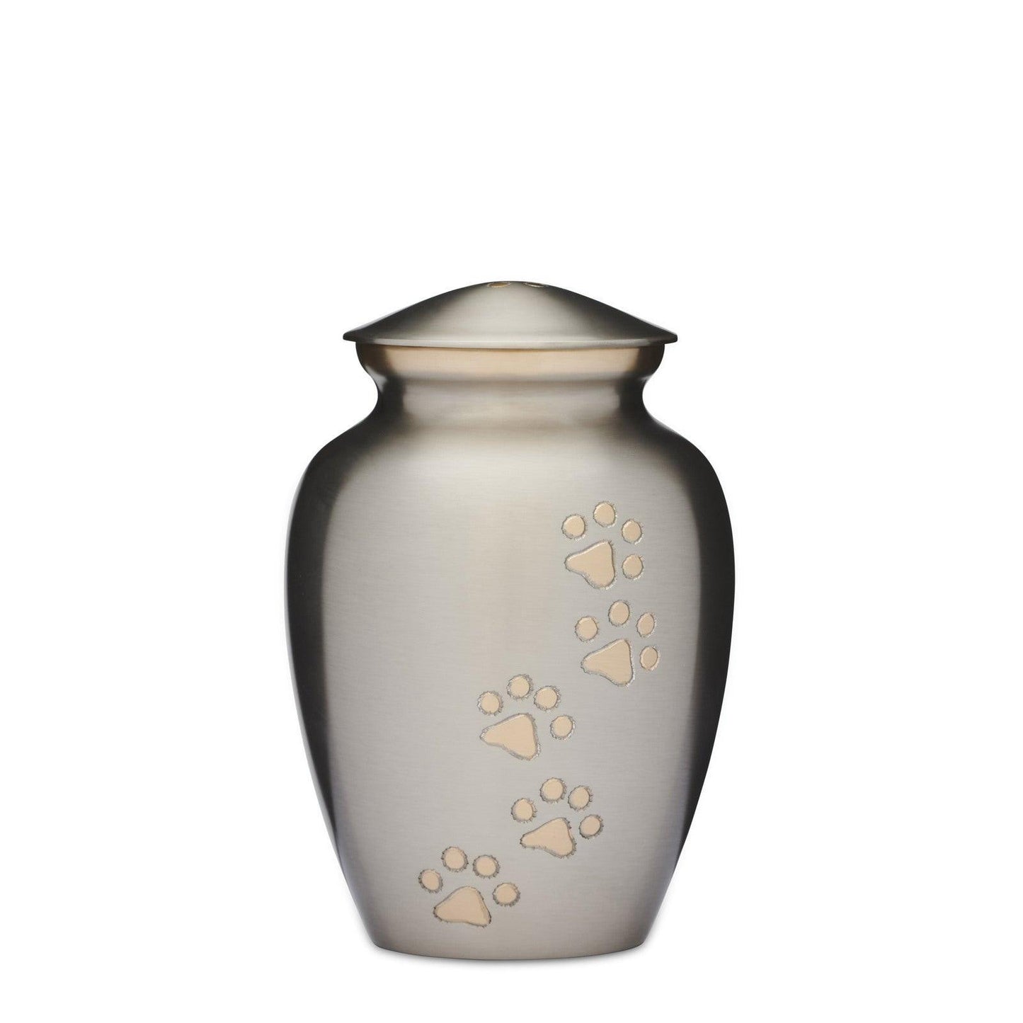 Silver with Gold Paws Urn 7" - PREMIUM URNS