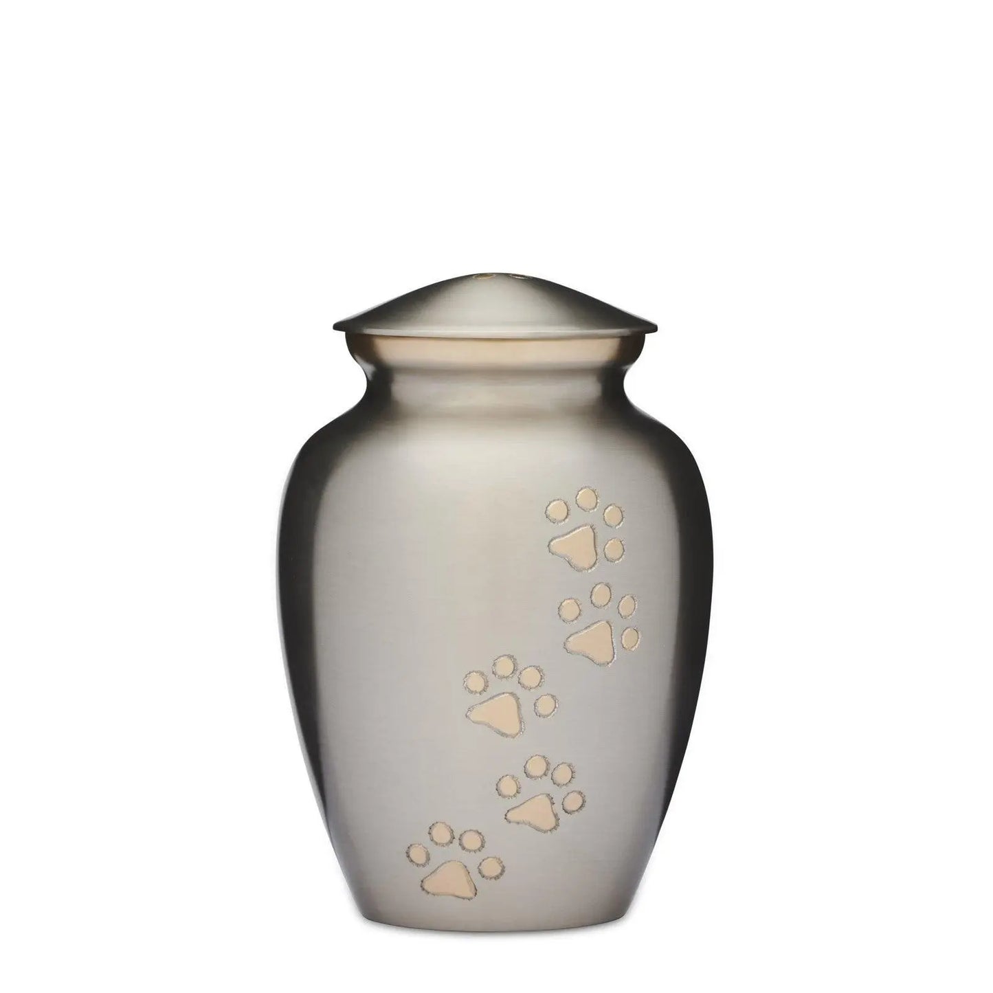 Silver with Gold Paws Urn 7" - PREMIUM URNS