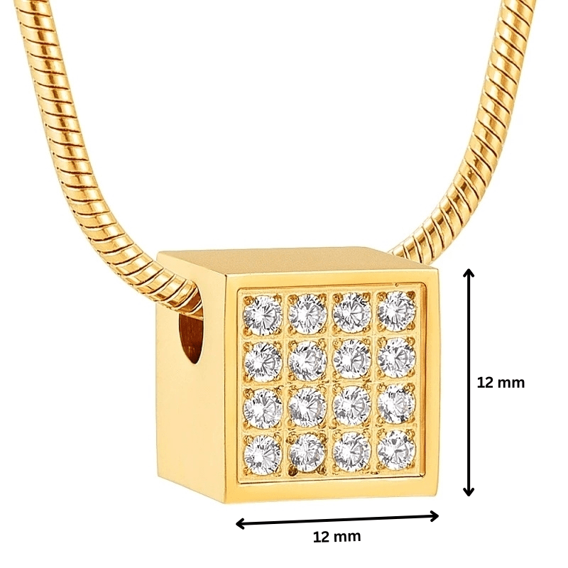 Square Diamante Gold Tone Pendant - PREMIUM URNS