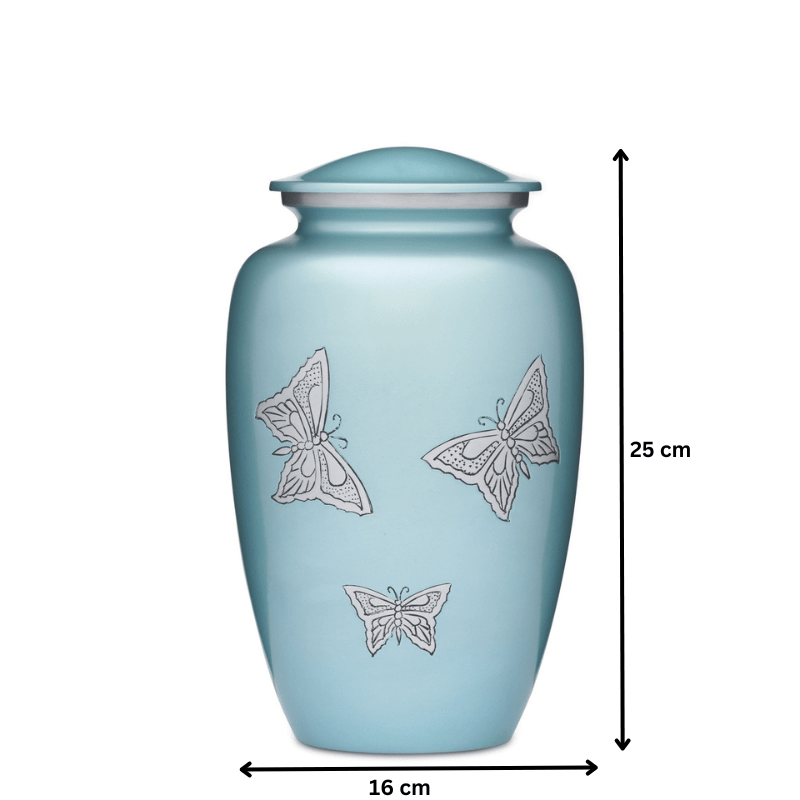 Teal Butterflies Urn Adult - PREMIUM URNS