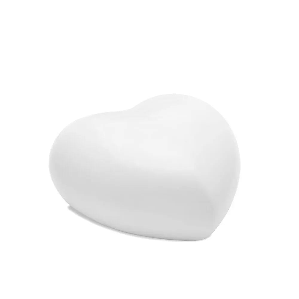 White Enamel Adult Heart Urn - PREMIUM URNS