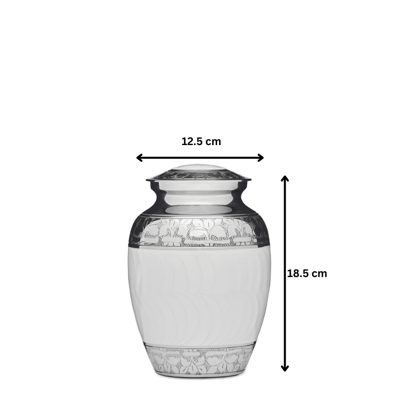 White Enamel & Nickel - 7" Medium - PREMIUM URNS