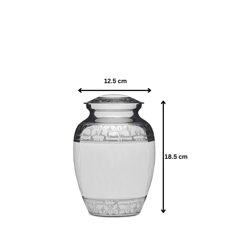 White Enamel & Nickel - 7" Medium - PREMIUM URNS