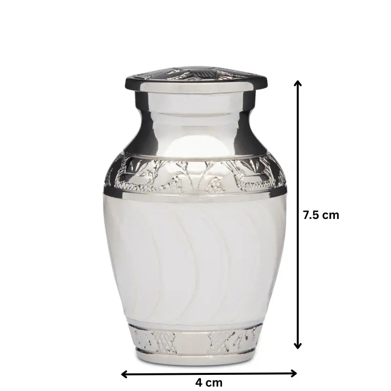 White Enamel & Silver Keepsake - PREMIUM URNS