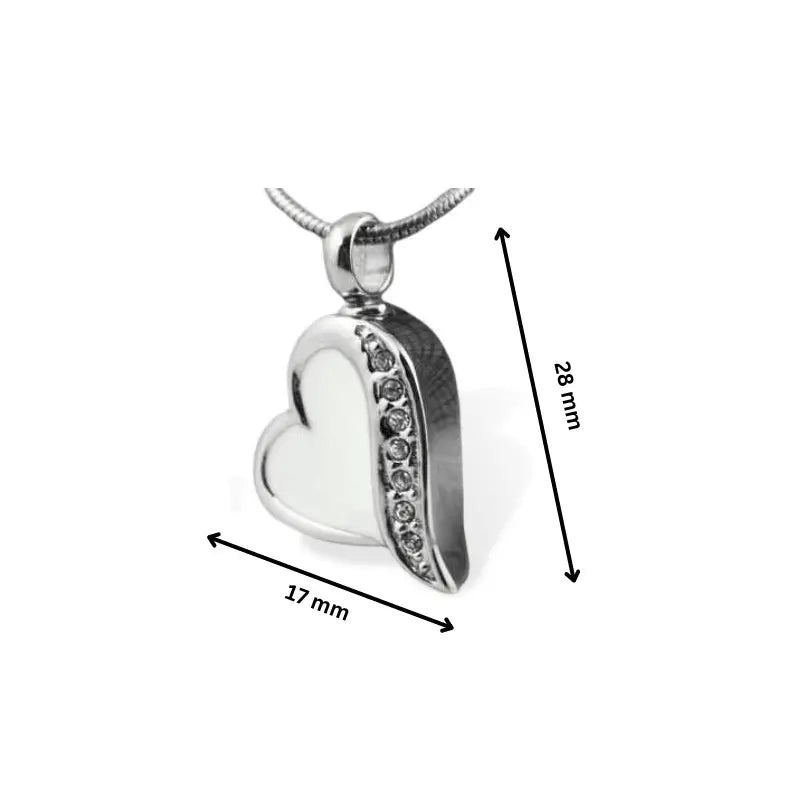 White Love Heart Pendant - PREMIUM URNS