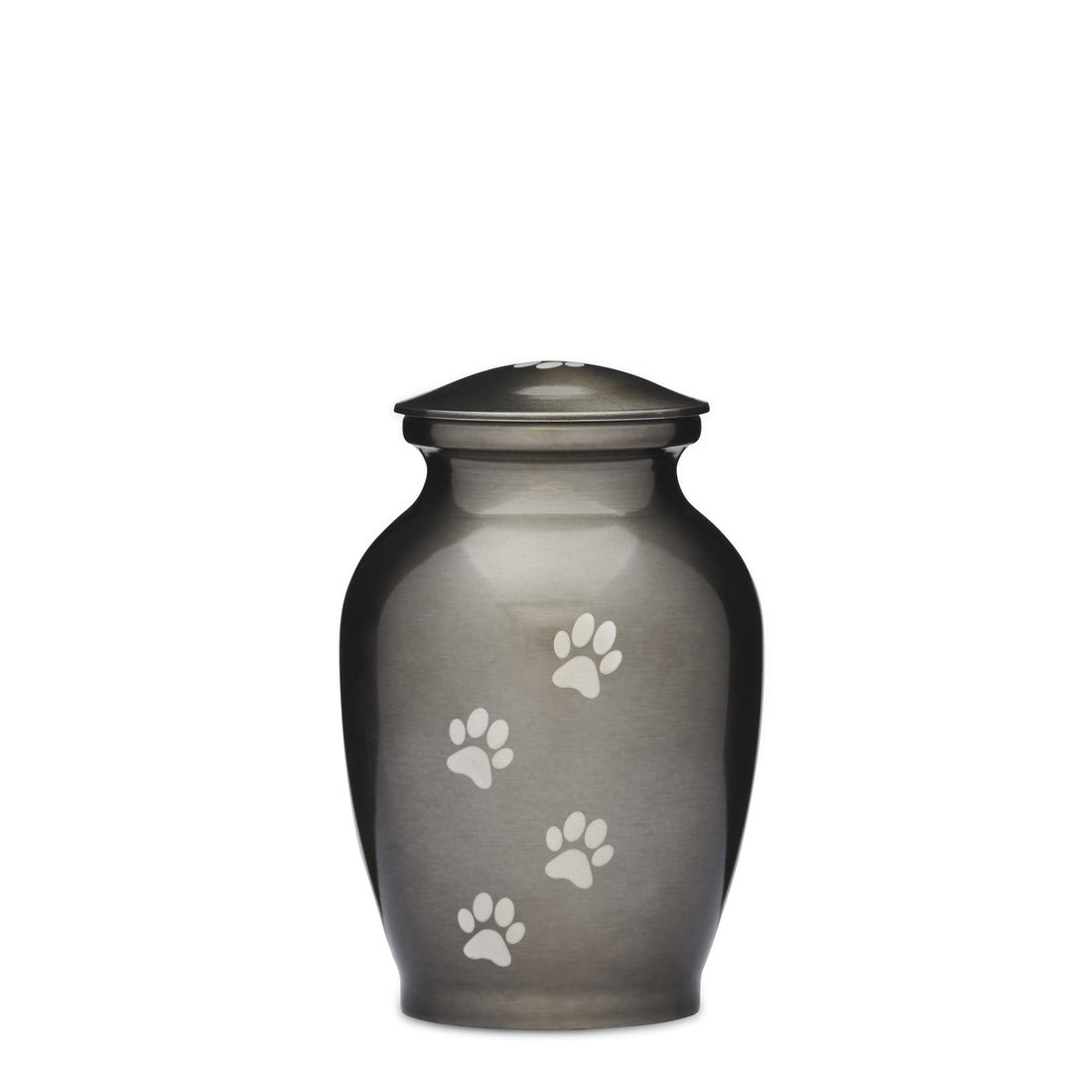 Durable Silver Paw Print Urn with Velvet Bag