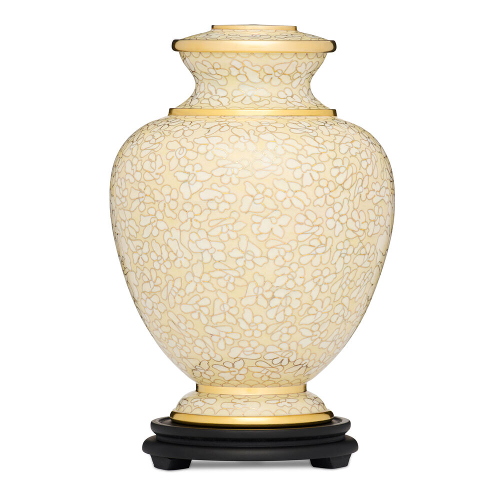 Floral Enamel Brass Urn: Celebrate a Cherished Life