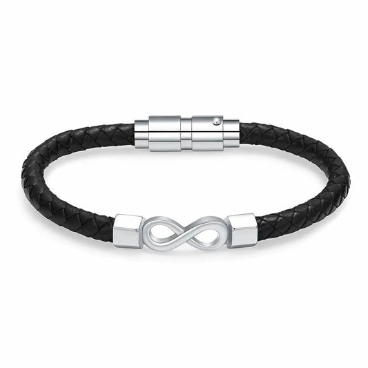 Braided Leather Silver Infinity Bracelet Urn Enhancing Personal Memorial Experiences - PREMIUM URNS