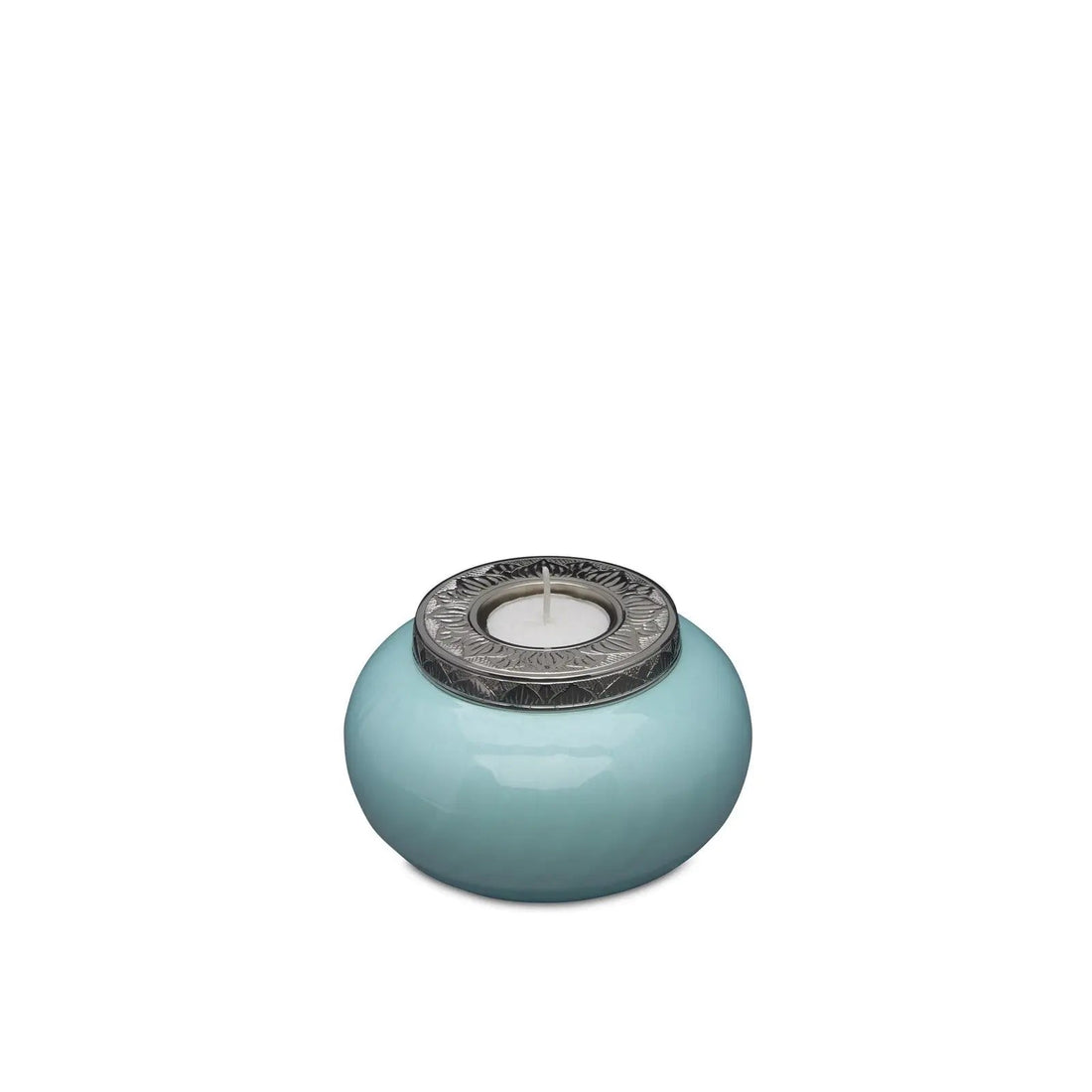 Brass Keepsake Urn: Elegant Blue Candle Holder - PREMIUM URNS