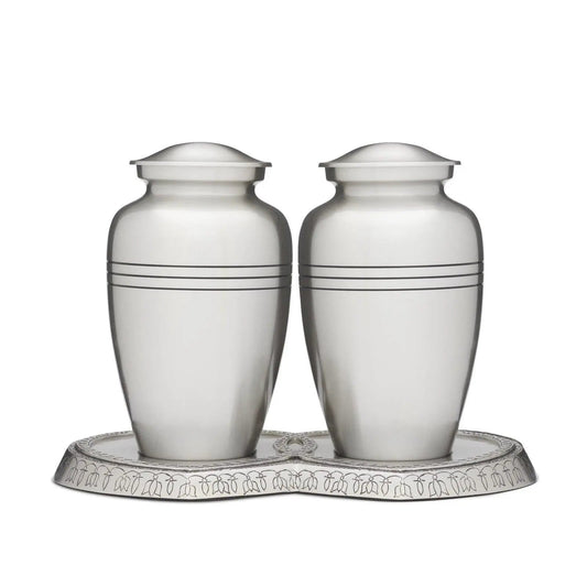 Embracing Eternity: The Pewter Double Companion Urn Set Beautifully Enhances Memorial Traditions with Cremation Jewellery and Funeral Homes - PREMIUM URNS