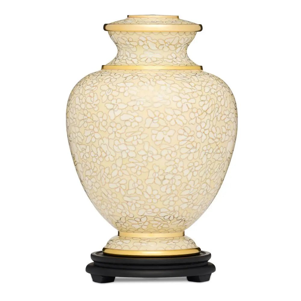 Floral Enamel Brass Urn: Celebrate a Cherished Life - PREMIUM URNS