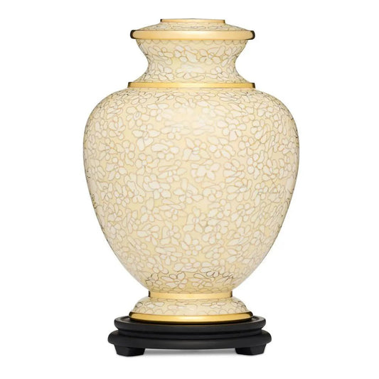 Floral Enamel Brass Urn: Celebrate a Cherished Life - PREMIUM URNS