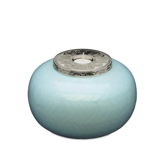 Handcrafted Blue Candle Urn: Secure and Stylish - PREMIUM URNS