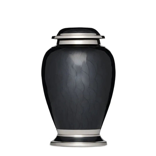 Silver Accented Black Urn: Timeless Elegance - PREMIUM URNS