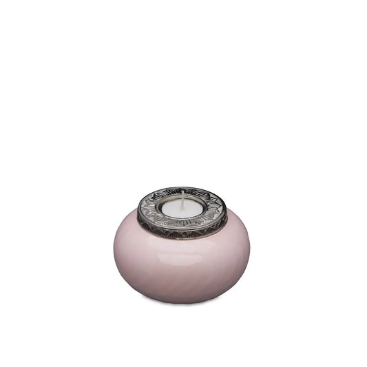 Solid Brass Keepsake Urn: Pink Candle Holder - PREMIUM URNS