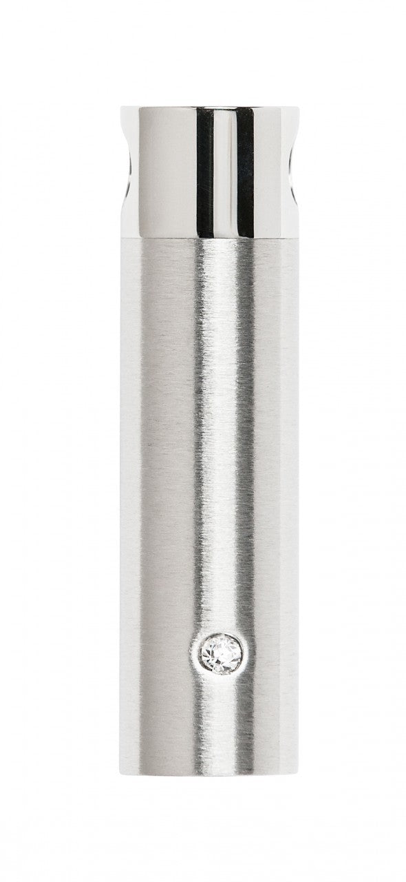 Diamante Cylinder - Stainless Steel Memorial Pendant with a single diamante detail, designed for ashes storage in a sleek silver-tone finish.
