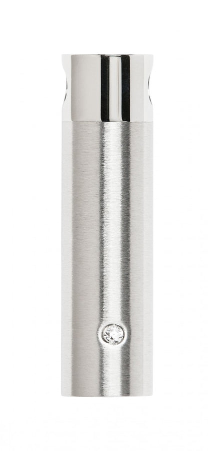 Diamante Cylinder - Stainless Steel Memorial Pendant with a single diamante detail, designed for ashes storage in a sleek silver-tone finish.