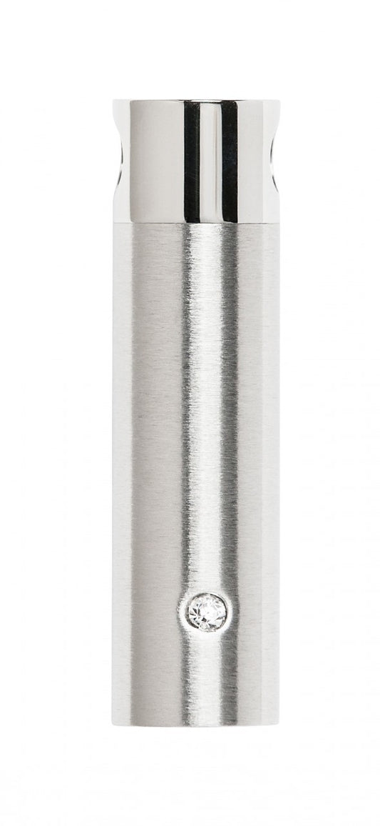 Diamante Cylinder - Stainless Steel Memorial Pendant with a single diamante detail, designed for ashes storage in a sleek silver-tone finish.