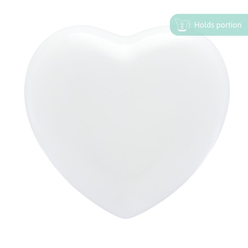 Large Heart Urn in glossy white enamel finish, designed as a cremation keepsake for holding a portion of ashes. Durable and elegant memorial piece.