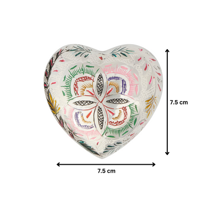 Lattice Heart Keepsake - Heart Keepsake Gift with 7.5 cm dimensions, featuring a colorful engraved pattern ideal for special occasion mementos.