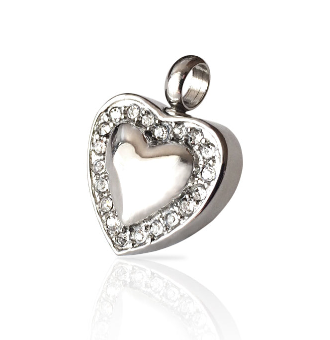 Sweet Heart Silver Tone - Silver Heart Necklace pendant with crystal accents and polished silver finish, ideal for elegant everyday wear.