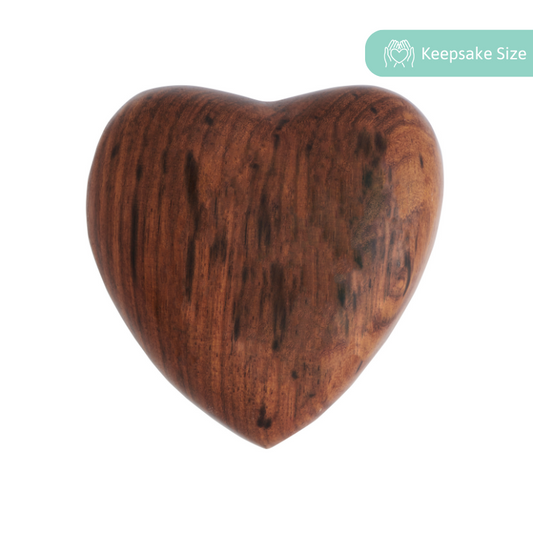 Handcrafted Wooden Heart - Wooden Heart Decoration in keepsake size, made from rich dark wood with natural grain patterns for rustic home decor.