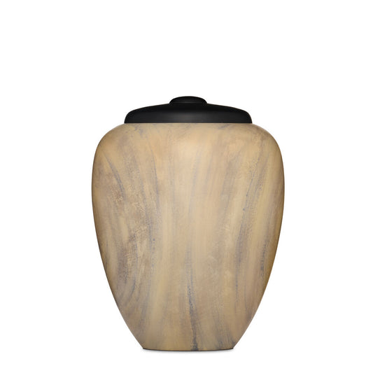 Sandstone Adult Urn with a smooth, durable finish and elegant natural tones. Ideal for memorial use with a secure black lid and timeless design.