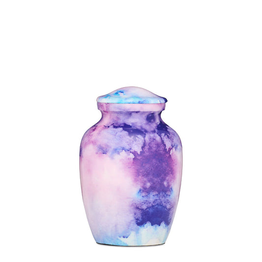 Deep Purple Watercolour Urn - Alloy | Medium Size with a soft blend of purple, pink, and blue tones. Ideal for elegant memorial storage.