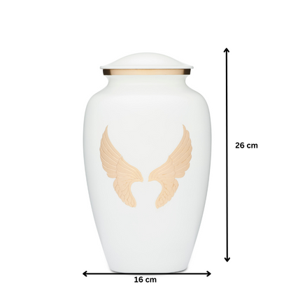 Gold Angel Wings Urn - Memorial Ashes | Unique Design featuring 26 cm height and 16 cm width, perfect for a heartfelt tribute display.