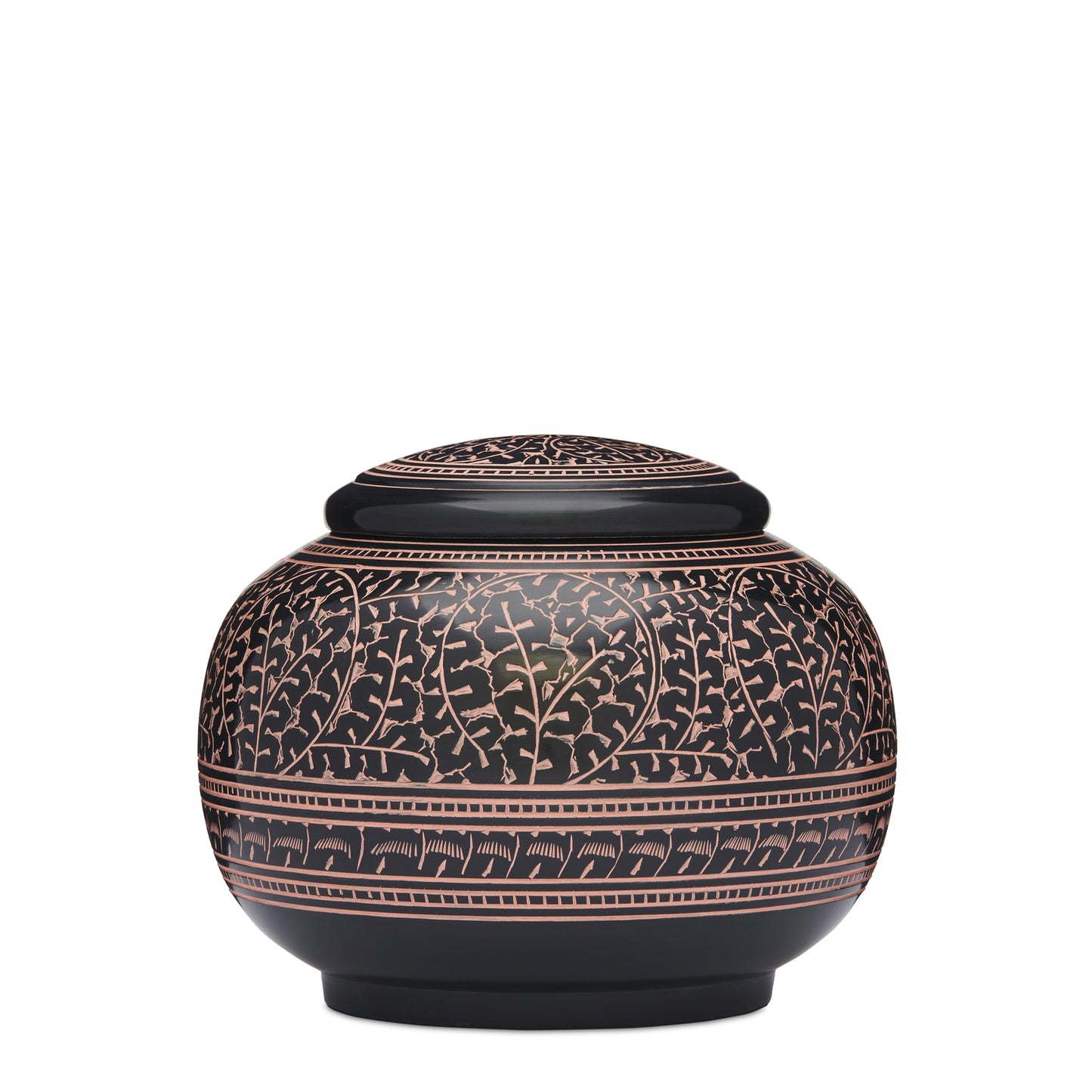 Black with Pink Ivy decorative jar featuring intricate pink ivy patterns on a sleek black surface. Ideal for stylish home decor accents.