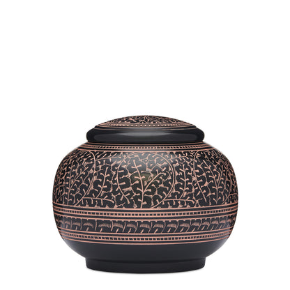 Black with Pink Ivy decorative jar featuring intricate pink ivy patterns on a sleek black surface. Ideal for stylish home decor accents.